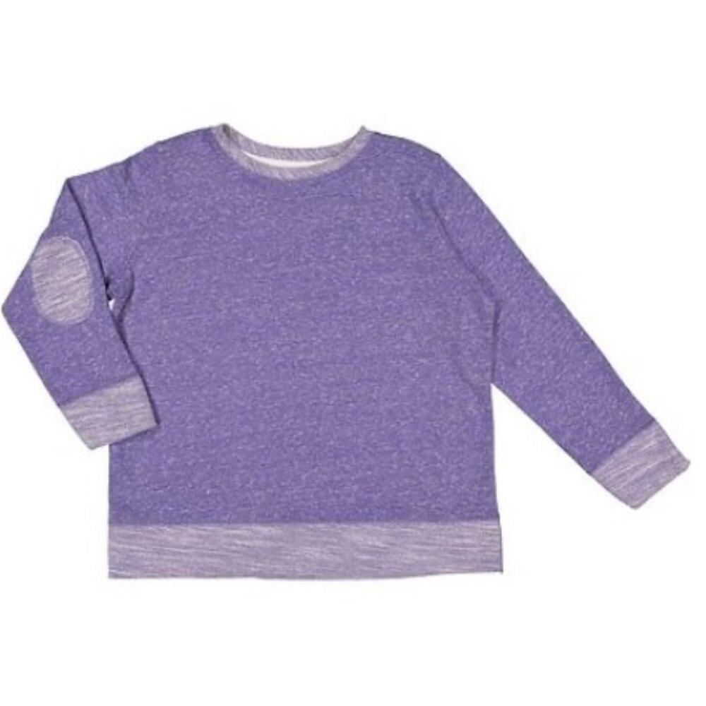 LAT Youth Harborside Long Sleeve French Terry Crew Purple Melange Youth Medium